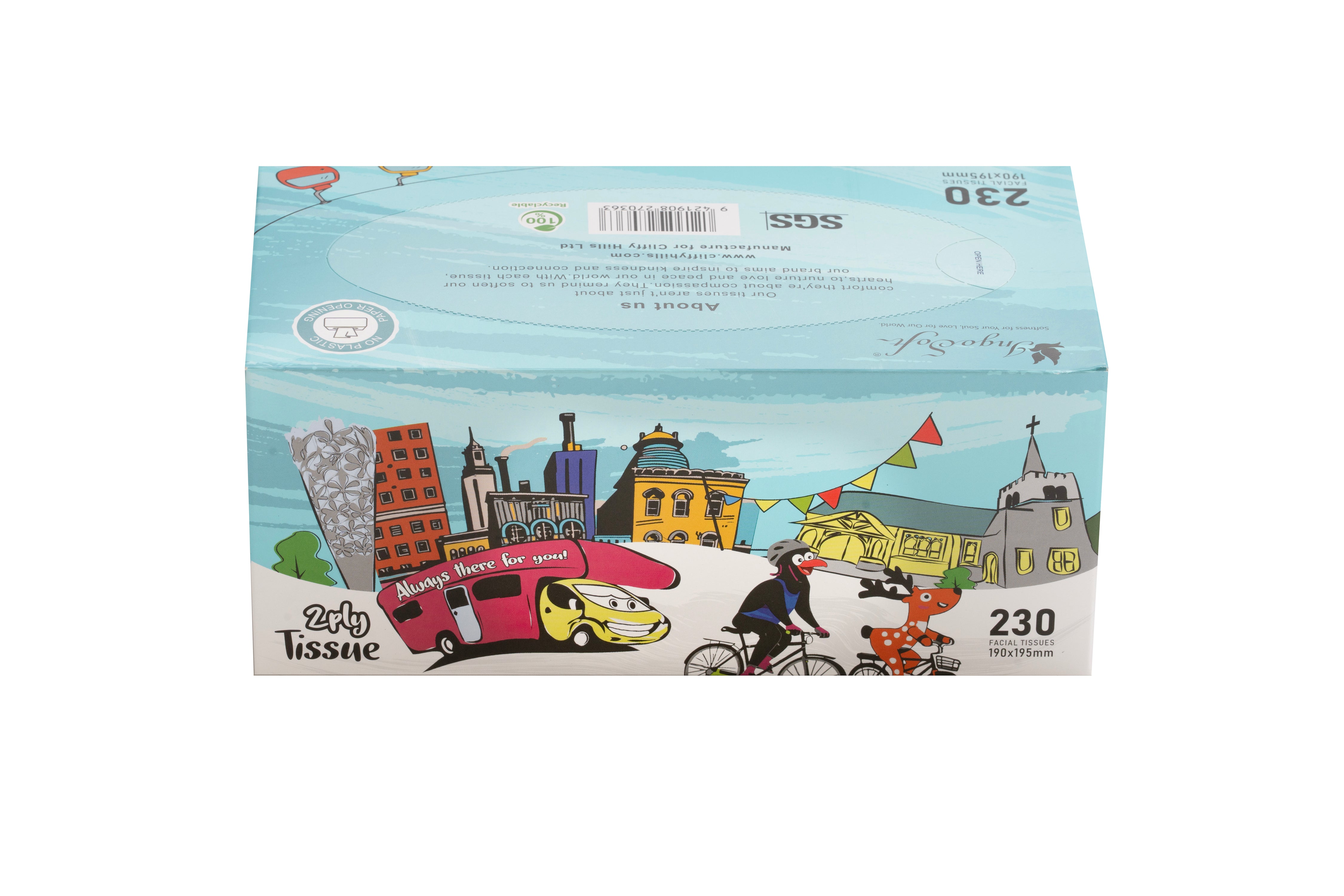 IngoSoft Facial Tissue – NZ City Series, 2-Ply (230 sheets, 24 boxes/carton)