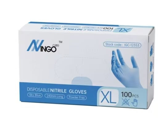 IngoCare Nitrile Sky Blue Gloves * 1 Box