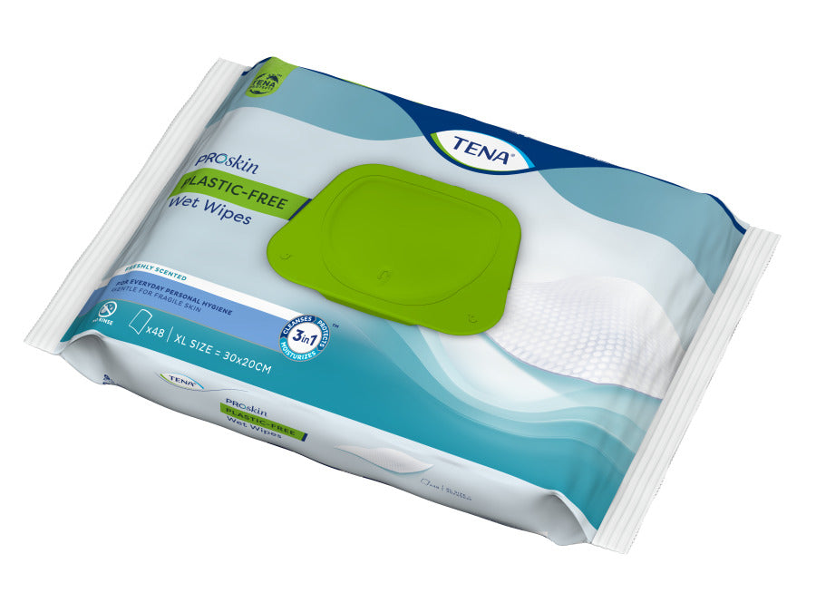 TENA ProSkin Plastic-Free Wet Wipes | Adult-sized