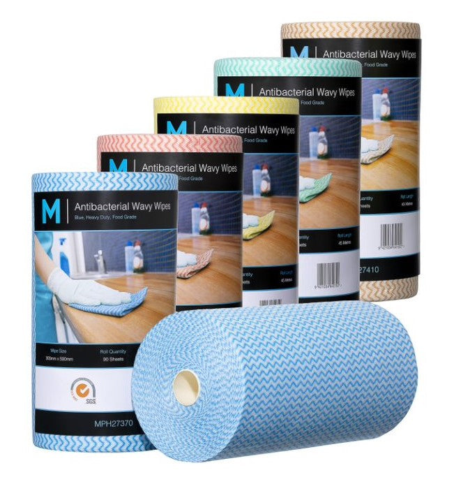 Matthews Antibacterial Wavy Wipes (Heavy duty strength and durability) 4 Rolls/Box