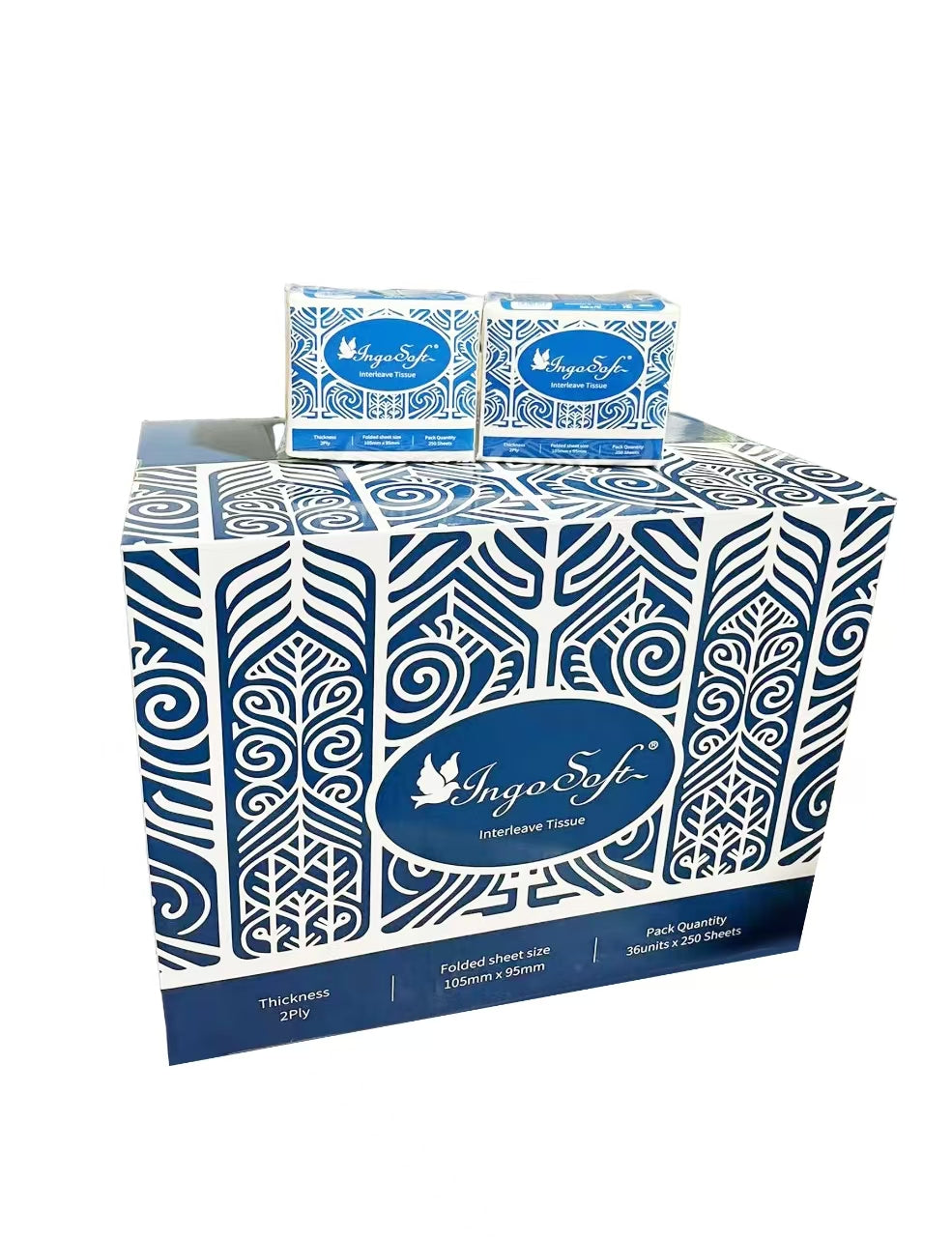 IngoSoft Interleave Toilet Tissue – 2 Ply (250 sheets, 36 packs/carton)