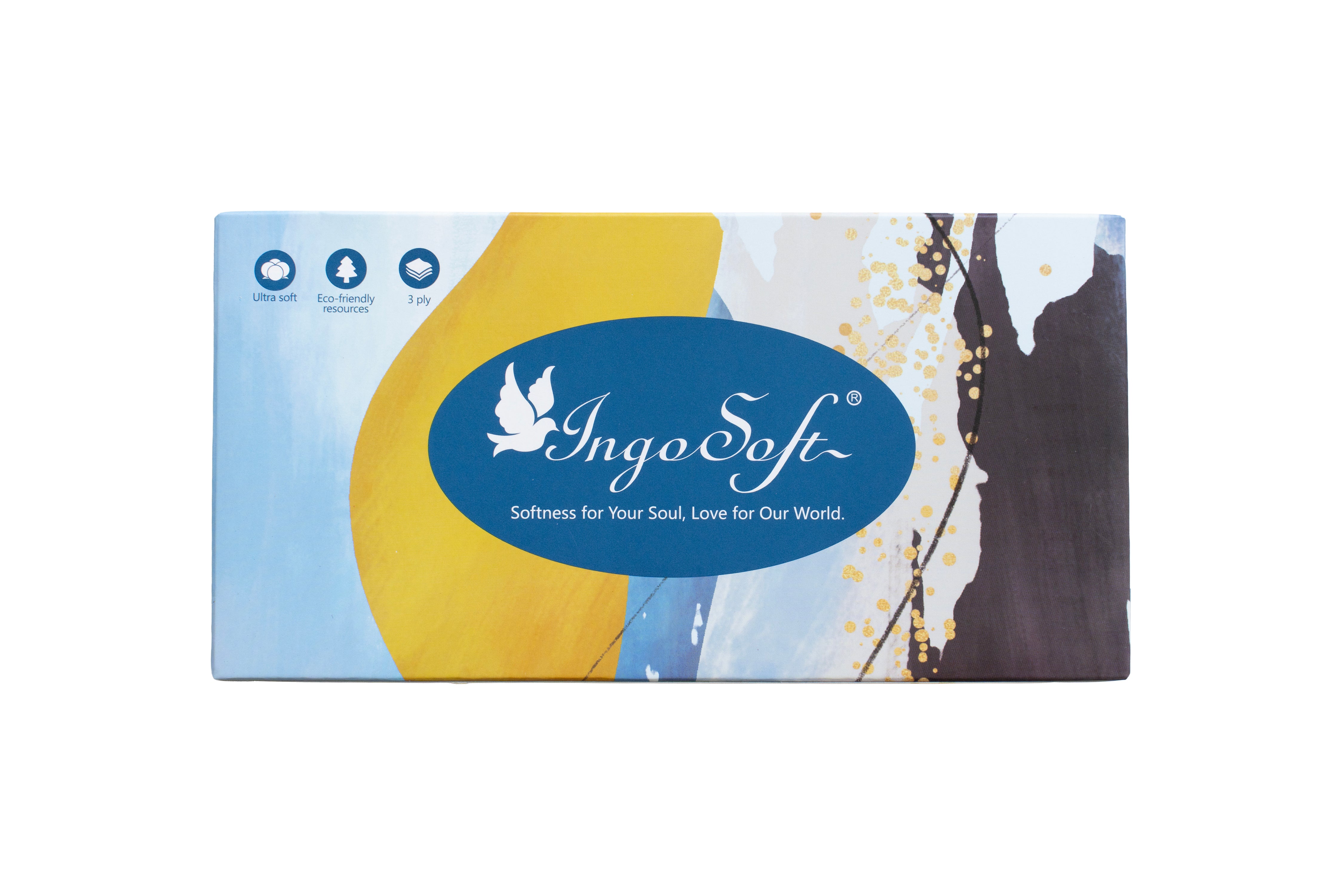 IngoSoft Facial Tissue – Painting Art Series, 3-Ply (150 sheets, 24 boxes/carton)