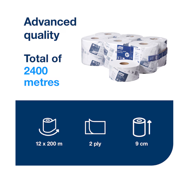 Tork Advanced Mini Jumbo Toilet Roll T2 (12x200m)