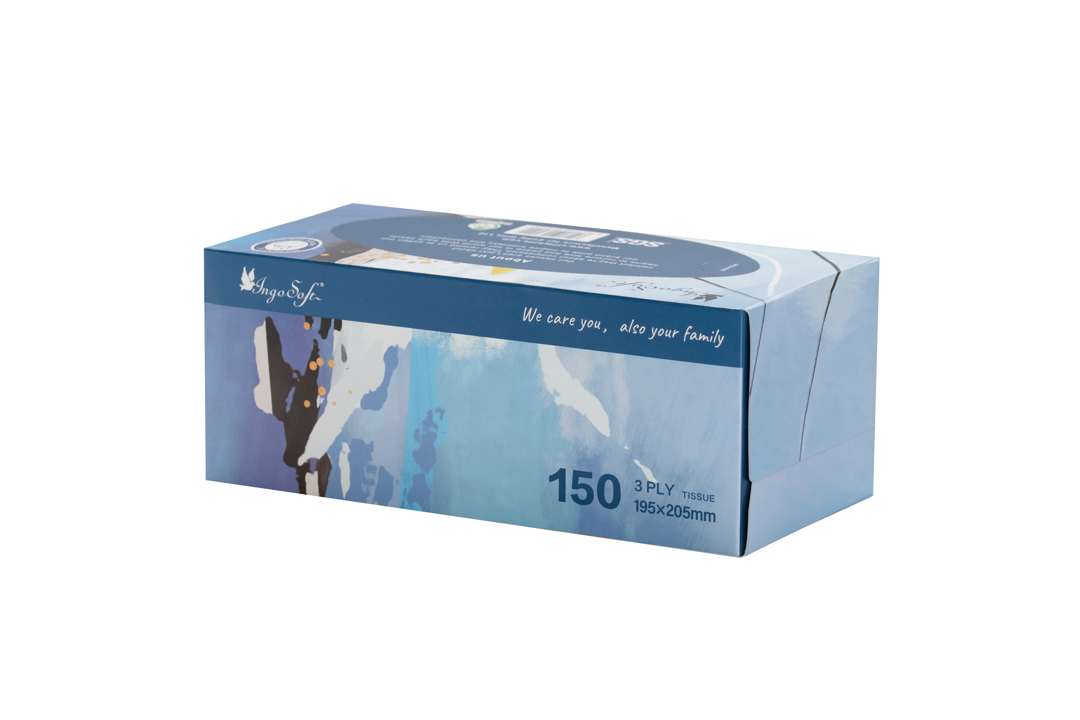 IngoSoft Facial Tissue – Painting Art Series, 3-Ply (150 sheets, 24 boxes/carton)