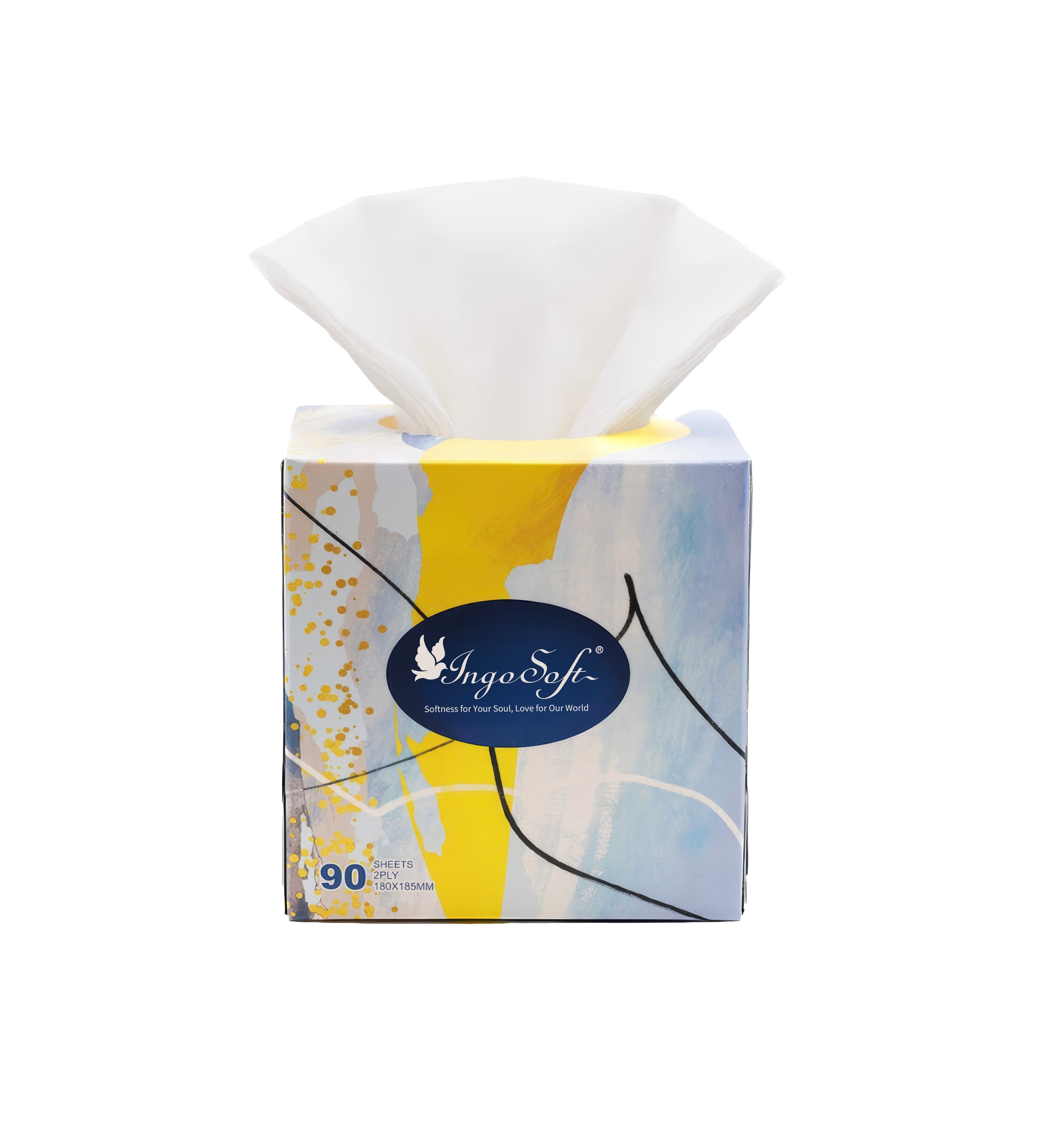 IngoSoft Cube Box Facial Tissue – 2 Ply (90 sheets, 100 boxes/carton)