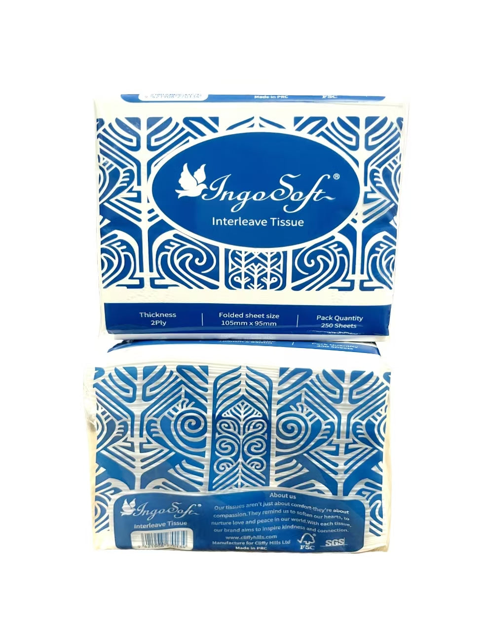 Interleave Tissue Rectangular IngoSoft Interleave Toilet Tissue(36packs/carton) – Cliffyhills Hygiene