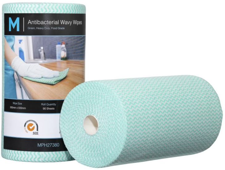 Matthews Antibacterial Wavy Wipes (Heavy duty strength and durability) 4 Rolls/Box