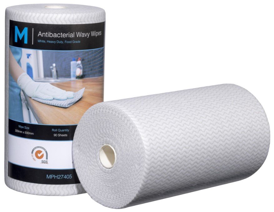 Matthews Antibacterial Wavy Wipes (Heavy duty strength and durability) 4 Rolls/Box